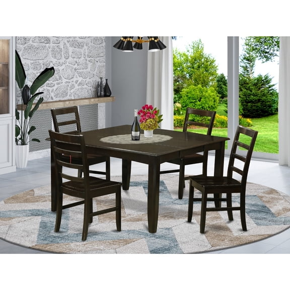 Cottage Dining Table Set - Kitchen Table with 4 Wooden Chairs - Rustic Farmhouse Style