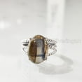 thumbnail image 2 of Natural Labradorite Ring, Woman's Blue Fire Labradorite Ring, 3 Twisted Bohemian Band, 925 Sterling Silver, Womens Ring, Christmas, Thanksgiving, Handmade, Statement Jewelry, Natural Gemstone Ring, 2 of 7