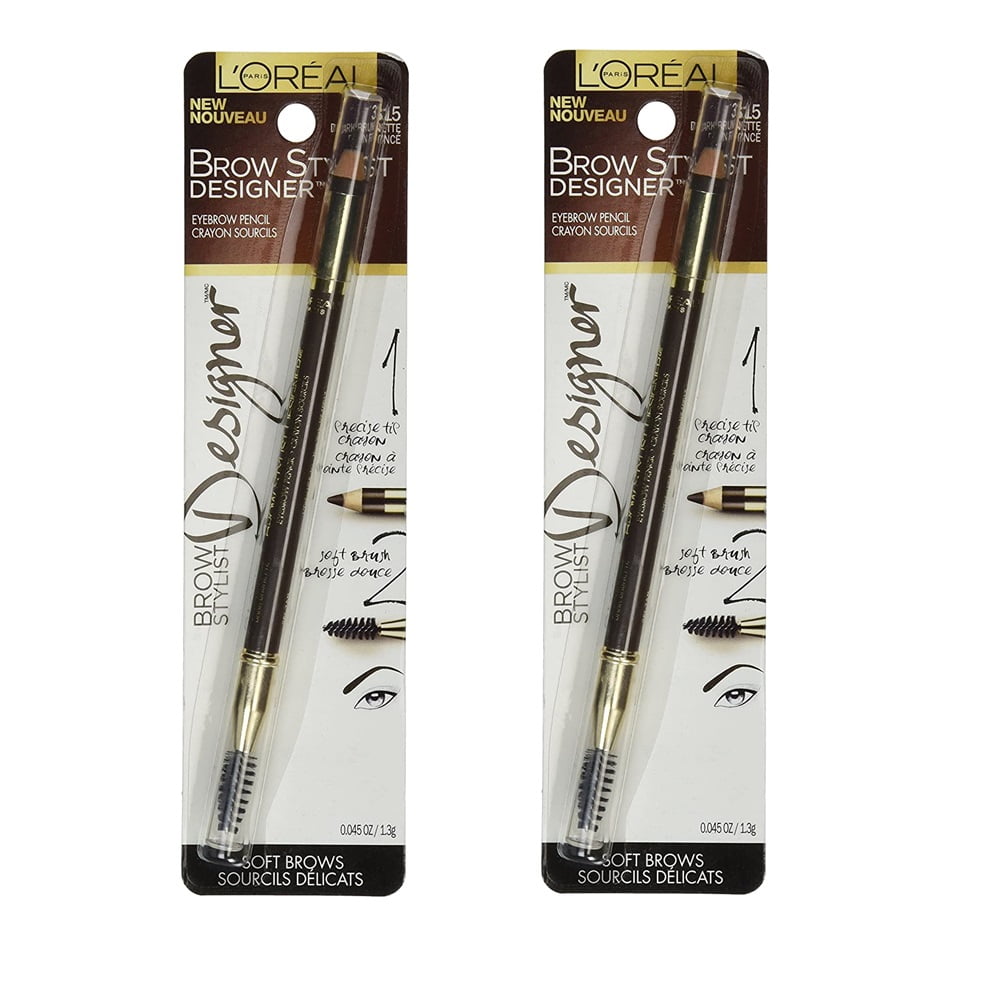 Pack of 2 L'Oreal Paris Brow Stylist Designer Eyebrow Pencil, Dark Brunette # 315