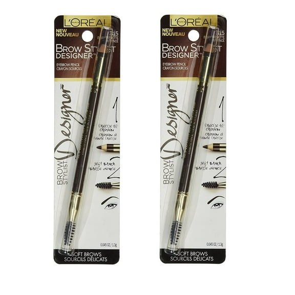 Pack of 2 L'Oreal Paris Brow Stylist Designer Eyebrow Pencil, Dark Brunette # 315