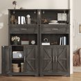 thumbnail image 4 of Casendy Kitchen Cabinet with Doors, Farmhouse Pantry Cabinet with Storage Shelf and Drawer, Wooden Kitchen Cupboard Cabinets for Dining Room, Living Room, Gray, 4 of 8