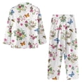 thumbnail image 4 of Kuiaobaty Butterfly Flower Print Pajamas Set Women's Long Sleeve Sleepwear Set Pajamas Set Crewneck Tops T-Shirts and Pants 2 Pack Set Nightwear Soft Loungewear Full Length Pajamas, L, 4 of 7