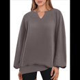 thumbnail image 1 of Sudaderas de Mujer, Camisetas de Larga con Cuello en V, Camisetas Básicas Informales para Otoño e Invierno. Color Café XL, 1 of 10