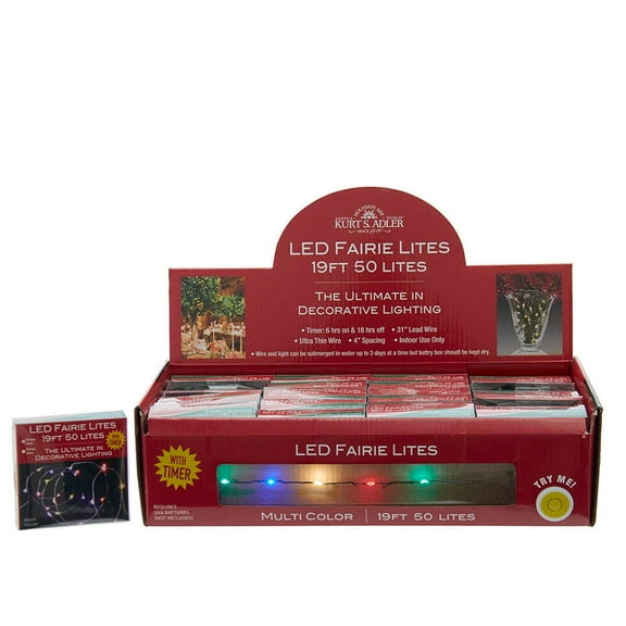 Kurt S. Adler 50-Light Battery-Operated Multi-Color LED Green Wire Fairy Lights