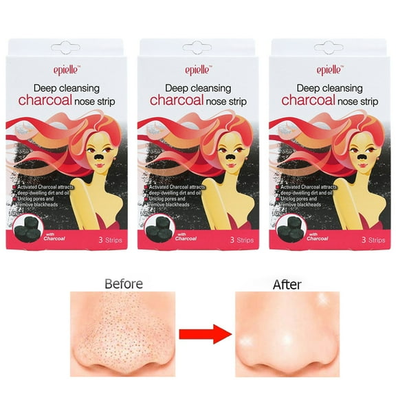 9 Pc Charcoal Nose Pore Blackhead Remover Cleansing Strips Peel Off mask pack