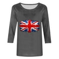 thumbnail image 5 of WREESH Womens Basic Graphic Tees Great Britain Uk Flag T-Shirts Casual 3/4 Sleeve T-Shirts Crewneck Cute Tunic Tops Loose Fit Pullover Blouses Gray, 5 of 5