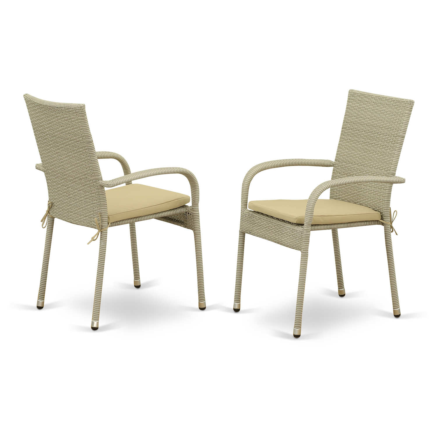 East West Furniture Gudhjem Metal Patio Dining Chairs in Natural (Set of 2) - image 2 of 3