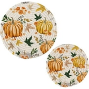 Bestwell Fall Pumpkin Pot Holder Set of 2, Pure Cotton Heat Resistant Wear-Resistant and Non-Slip Stylish Round Pot Holder for Daily Kitchen,Dining Table,Office,Cafe, Restaurant,BBQ