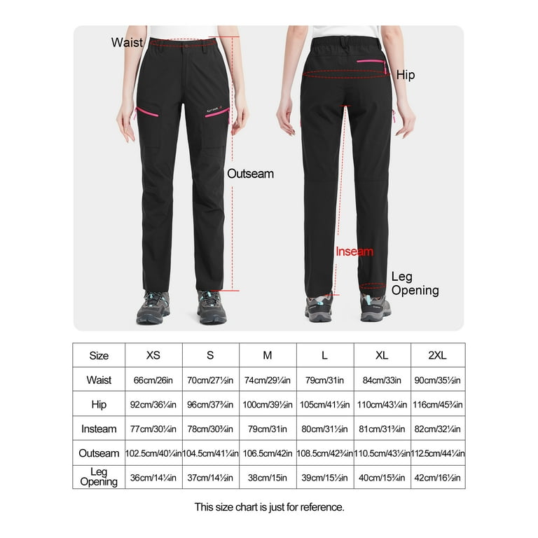 KUTOOK Women's Hiking Pants Lightweight Quick Dry Water Resistant Stretchy  Outdoor Cargo Pant Woman with 5 Pockets Black Small 