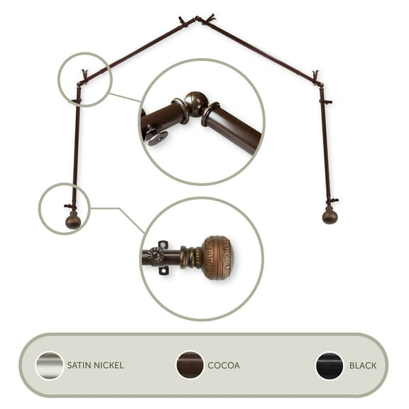 Ornament 13/16 4-Sided Bay Window Curtain Rod - Cocoa