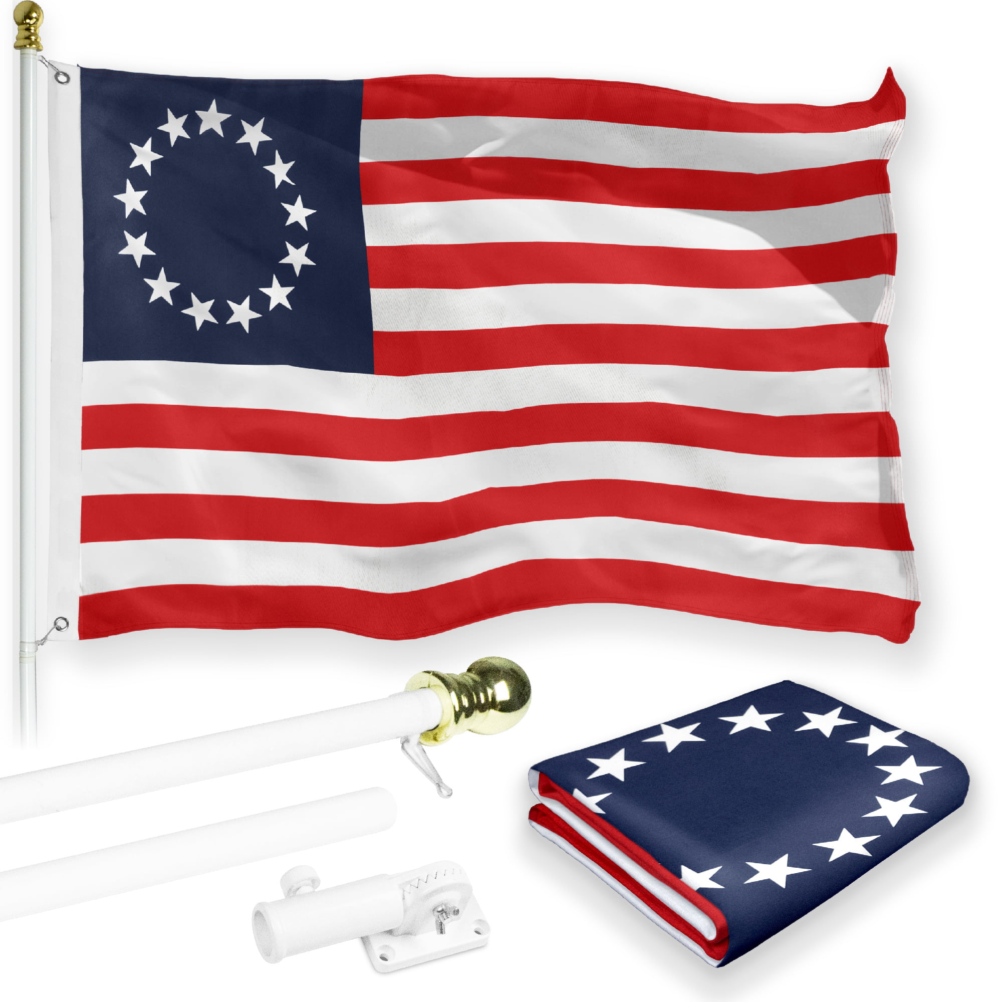 USA American Flag & Betsy Ross Flag 3x5 ft 150D Printed G128 Combo Pack 