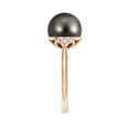 thumbnail image 3 of ANGARA Tahitian Cultured Pearl Ring with Trio Diamonds in 14K Rose Gold for Women | June Birthstone, Birthday, Anniversary, Jewelry Gift for Women | Pearl Ring, 3 of 8