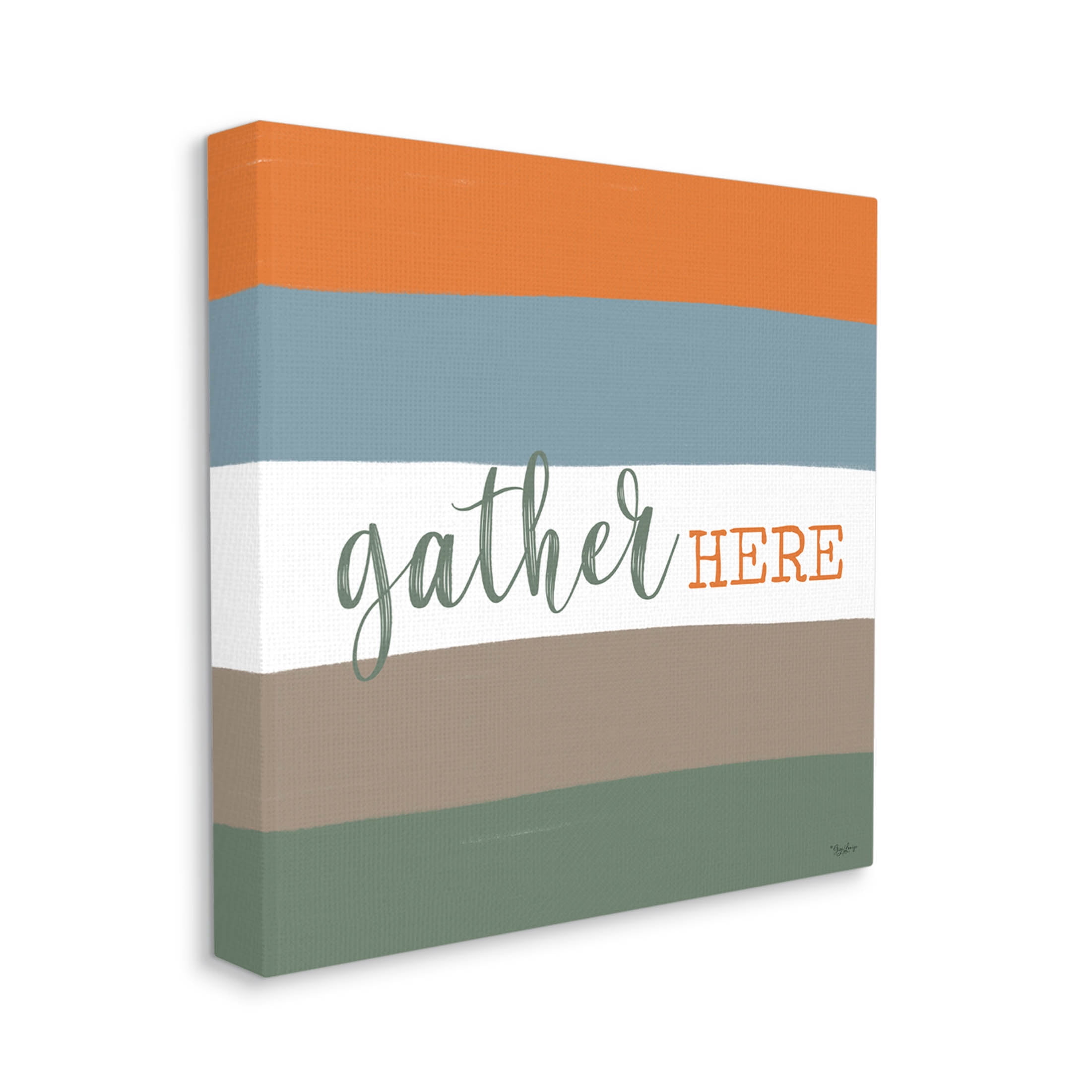 Stupell Industries Gather Here Fall Stripes Graphic Art Gallery Wrapped Canvas Print Wall Art, Design by Gigi Louise