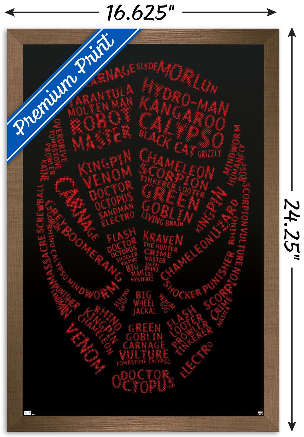 Marvel Comics - Spider-Man - Word Mask Wall Poster, 14.725" x 22.375", Framed