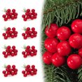 thumbnail image 1 of Paquete de 8 bayas navideñas artificiales de 1 cm, bayas falsas de invierno para Navidad, bayas de acebo artificiales, tallos de bayas falsas, manualidades de decoración para el hogar de invierno, 1 of 7