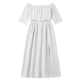 thumbnail image 4 of Horkkom Off the Shoulder Dresses for Women Short Sleeve Solid Color Summer Dresses Flowy Casual Maxi Dresses, S-3XL, 4 of 7