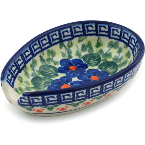 Polish Pottery 5-inch Spoon Rest (Brilliant Butterfly Popp Theme) Signature UNIKAT Hand Painted in Boleslawiec, Poland   Certificate of Authenticity