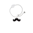 thumbnail image 2 of Delight Jewelry Silvertone Large Black Enamel Mustache - Silvertone Leaf Delicate Bracelet, 6.25+1.75", 2 of 4