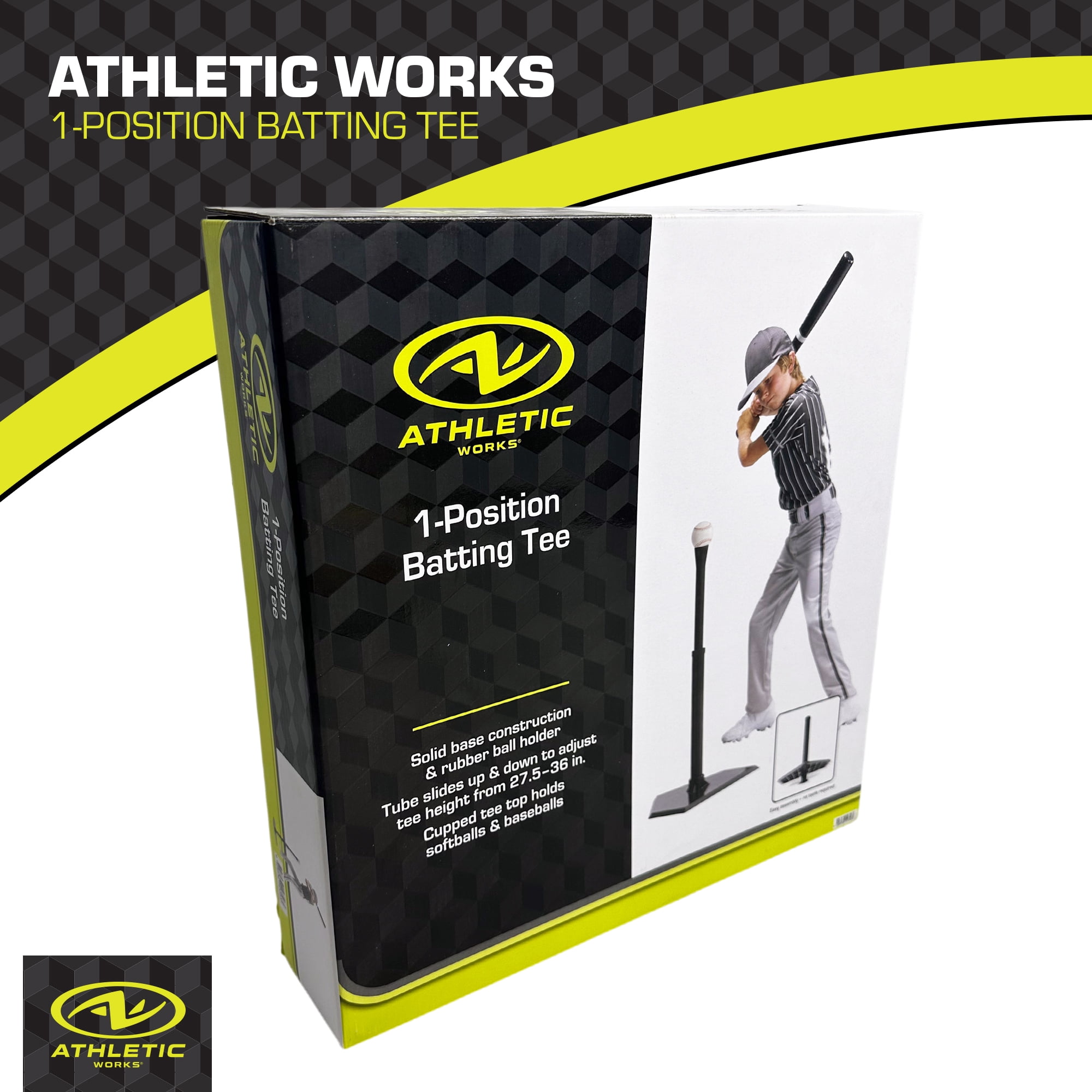 Athletic Works Adjustable Height Baseball Batting Tee with Durable Rubber Base