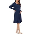 thumbnail image 4 of Unique Bargains Robe de Maternité pour Femmes avec Poches Col Rond Manches Longues Robe de Nuit Bleu Foncé S, 4 of 6