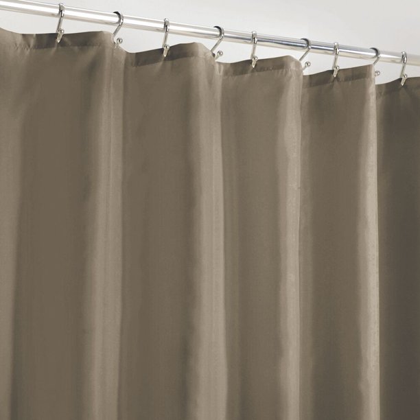 mDesign EXTRA LONG Heavy Duty Flat Weave Fabric Shower Curtain, Liner Weighted Bottom Hem for