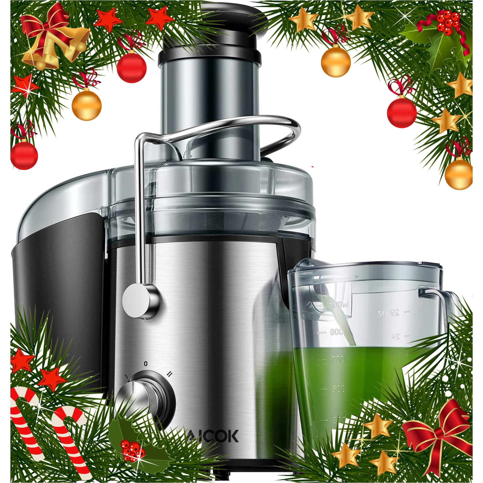Juicer AICOK 1000W Juicer Machine 75MM Wide Mouth AICOK Dual Speed Mode Stainless Steel Silver Walmart