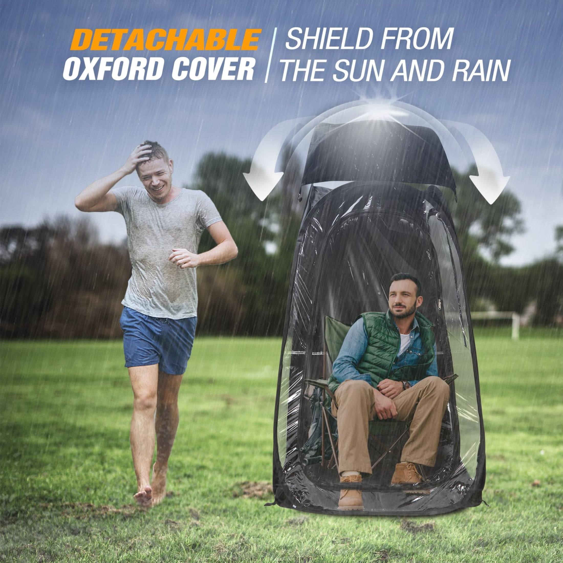 REDCAMP Sports Tent Pop-Up Shelter, 1 Person All-Weather Tent, Waterproof Windproof Rain Pod, Instant Setup Clear Pop-Up Shelter for Soccer, Baseball, Fishing, Black