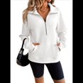 thumbnail image 1 of Sudadera Corta de con Cuello Alto y Media Cremallera para Mujer, Bolsillos y Abertura para el Pulgar. M, 1 of 10
