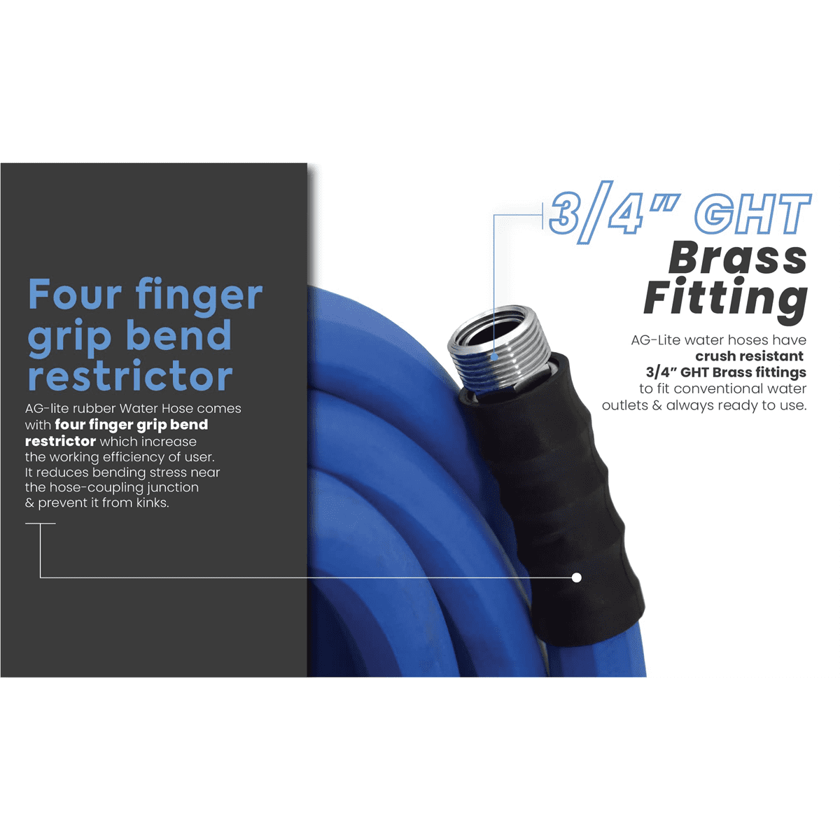 AG-Lite 3/4" x 75' Rubber Water Hose