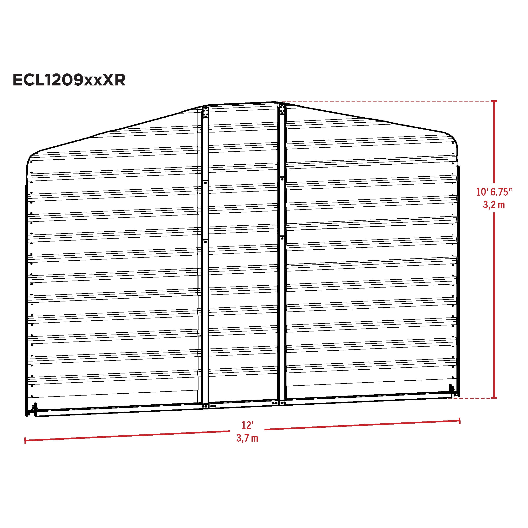 Arrow 12 x 9 x 9 ft Clear Rear Wall Kit For Steel Carport