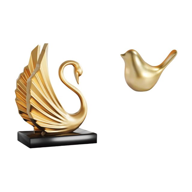 Estatua de resina de cisne, figura escultórica, adorno de pájaro, animal decorativo, textura suave, material de resina, adecuado para sala de estar, o