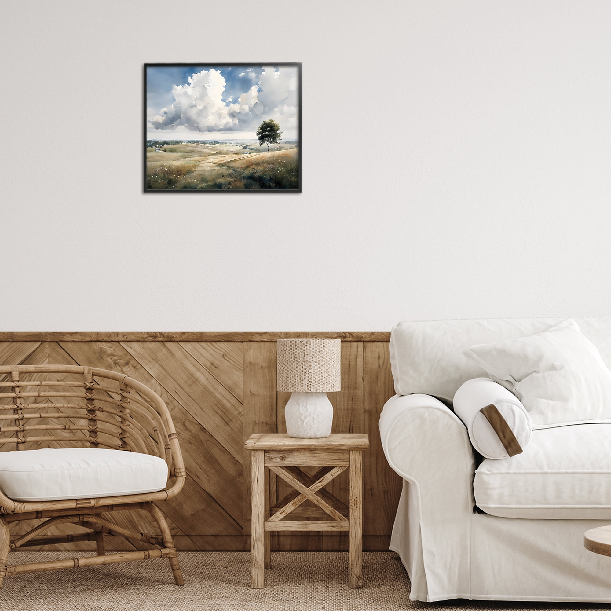 Stupell Industries Pretty Hills with Solitary Tree Black Framed Giclee Art, design by Franklyn Gregory