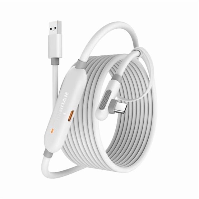 wonima44 VR Charging Link Cable 16FT (Next-Gen Chip) Compatible with Meta Quest 3S/Quest 3/Oculus Quest 2/Pico 4 Accessories and PC/SteamVR, Awesome Gift-5Gbps USB 3.0 to USB C Cable-White
