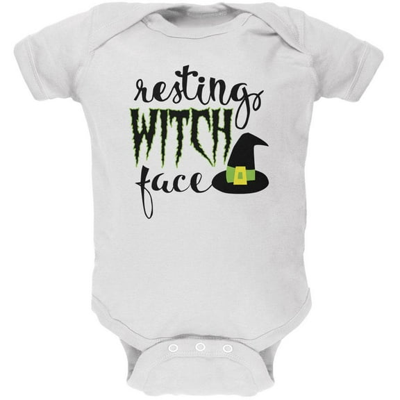 Halloween Resting Witch Face Soft Baby One Piece White 3 Month