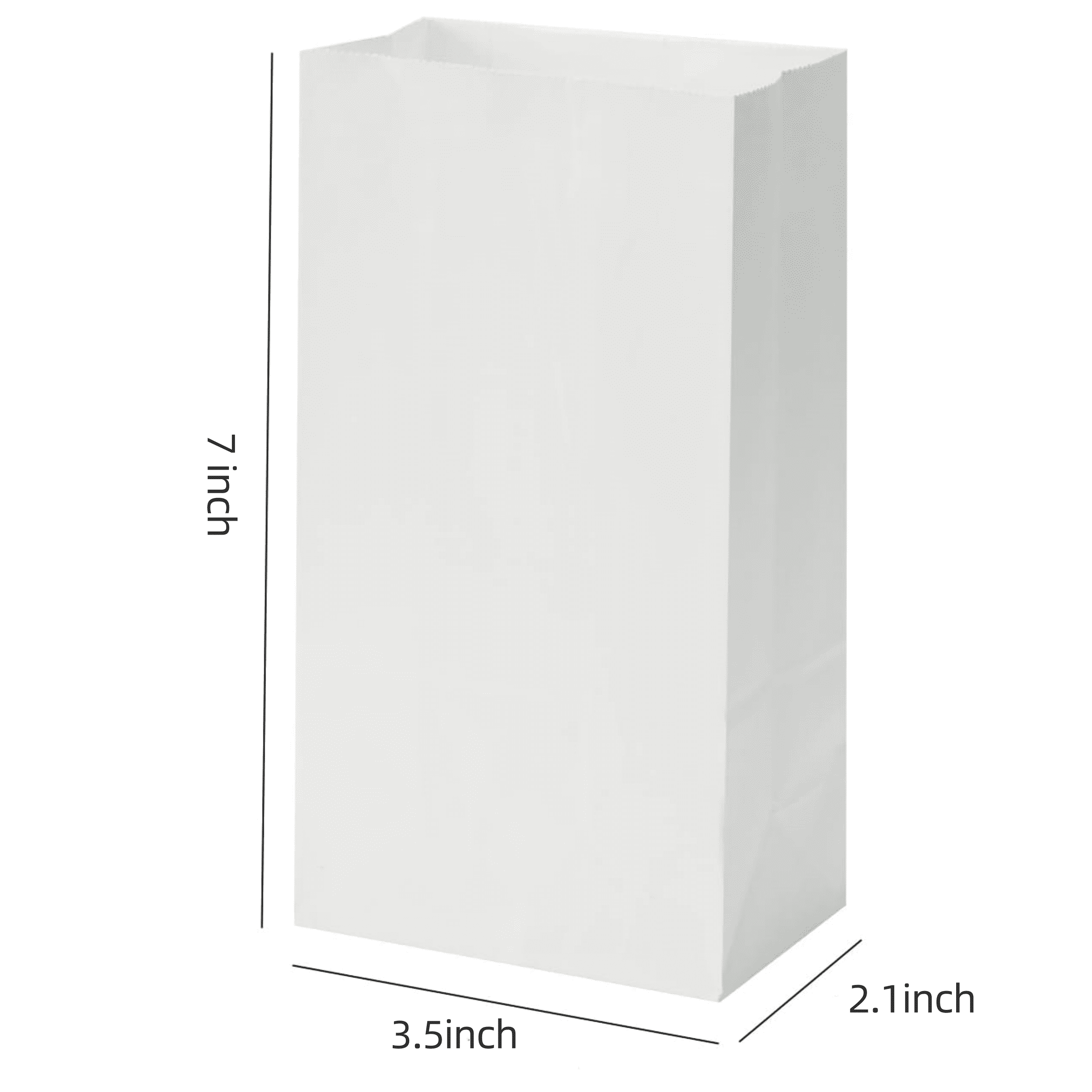 100 Pcs Kraft Treat Bags,3.5 x 2.1 x 7in White Paper Bags,Snack Lunch Bags,Gift Packaging Pouches,Mini Size Snack Bags,Perfect for Snacks, Popcorns or Party Favor By HXRH