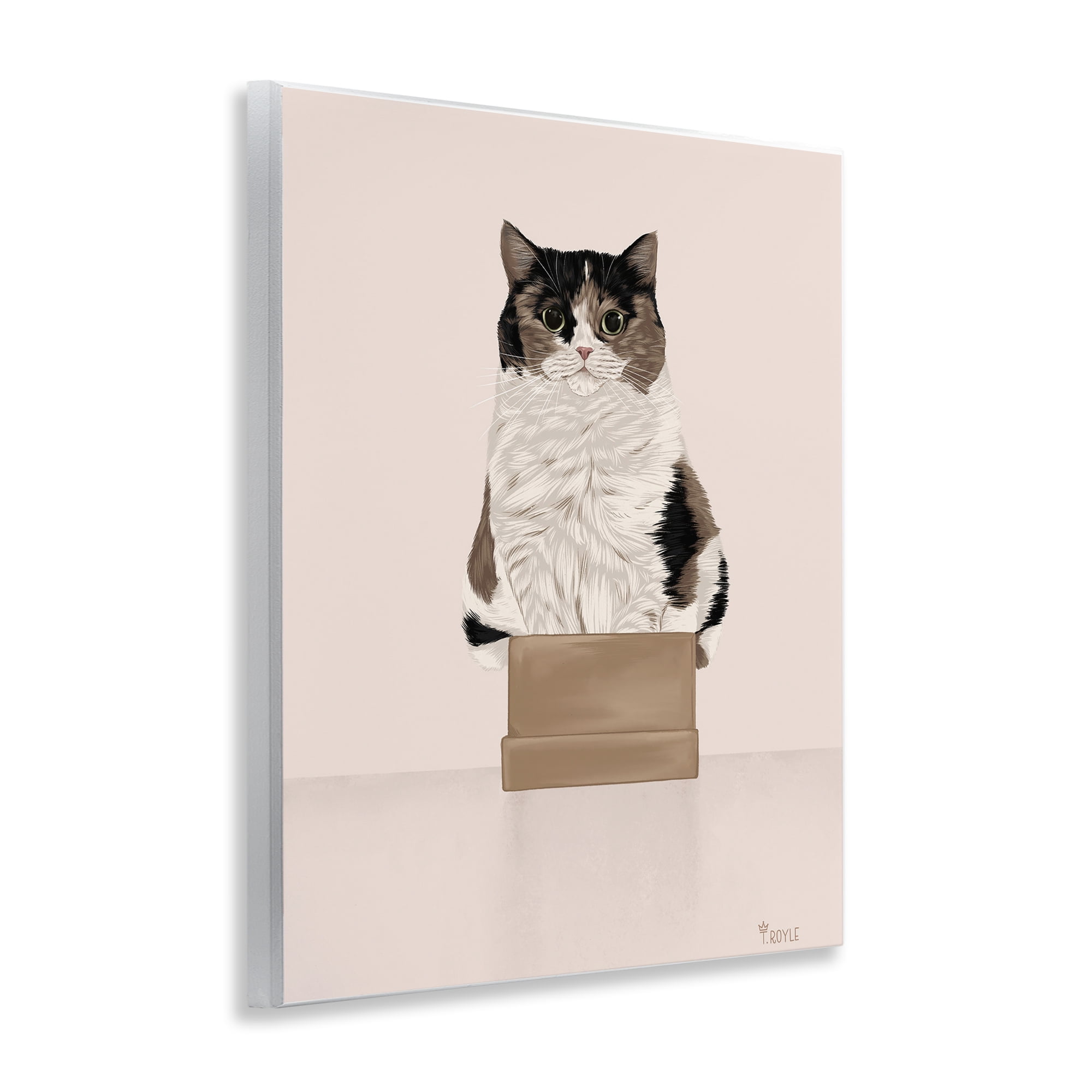 Stupell Industries Cat in Cardboard Box Animals & Insects Painting Unframed Art Print Wall Art, 11 x 14