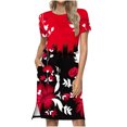 thumbnail image 2 of Jusqu'à 65 % de Réduction! Robes d'Été Mode pour Femmes 2024 Grande Taille Décontractée Col Rond Bretelles Manches Courtes Imprimé Floral Robe Ample avec Poche, 2 of 7