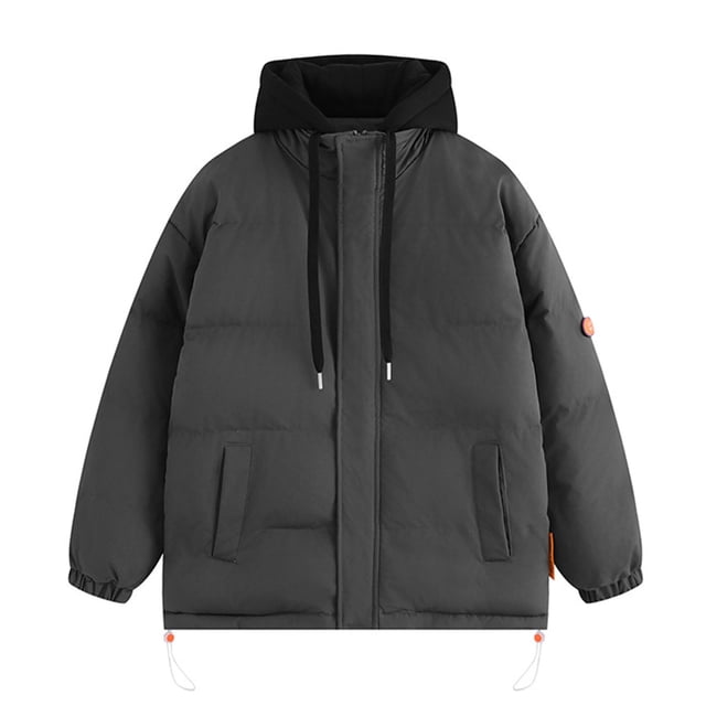 Styesk Jackets for Men Zipper Up Warm Jackets Outdoor Plus Size Work Coats Hooded Color Block Puffer Jacket Casual Comfy Wind Breaker Jackets with Pockets