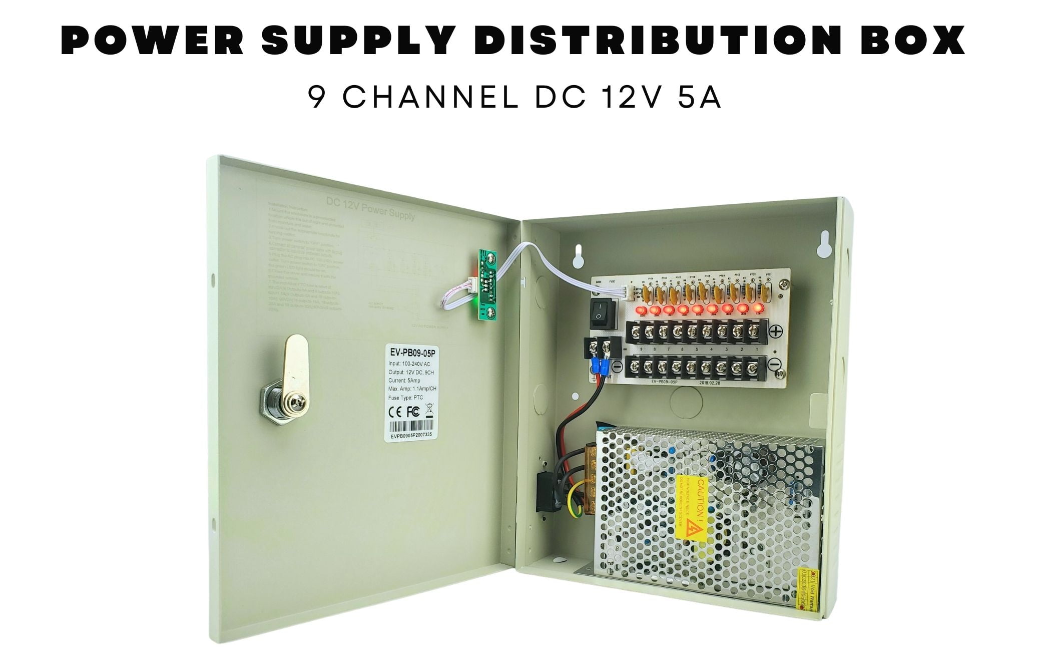 8 channel 9 port power box security camera 12v dc 5a ampere cctv