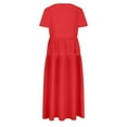thumbnail image 6 of Sakmal Plus Size Summer Dresses Solid Basic Short Sleeve Red Comfort Fit Long Shift Dress, 6 of 6