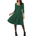 thumbnail image 2 of Allegra K Women's Sweetheart Neck 3/4 Sleeve Cocktail Dress S Dark Green, 2 of 5