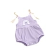 thumbnail image 2 of Douhoow Newborn Girls Sleeveless Ribbed Romper Baby Rainbow Playsuit One Piece Sleeveless Tie-up Jumpsuit, 2 of 9