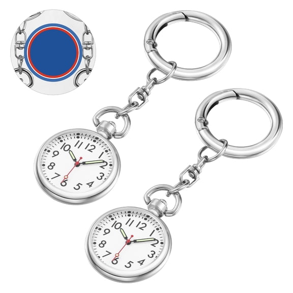 ROSENICE 2Pack Nurse Pocket Watches Precise Timekeeping Stainless Steel Round for Everyday Use