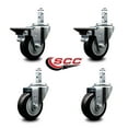 thumbnail image 2 of 3.5 Inch Black Polyurethane Wheel Swivel 7/8 Inch Square Stem Caster Set 2 Brake, 2 of 2