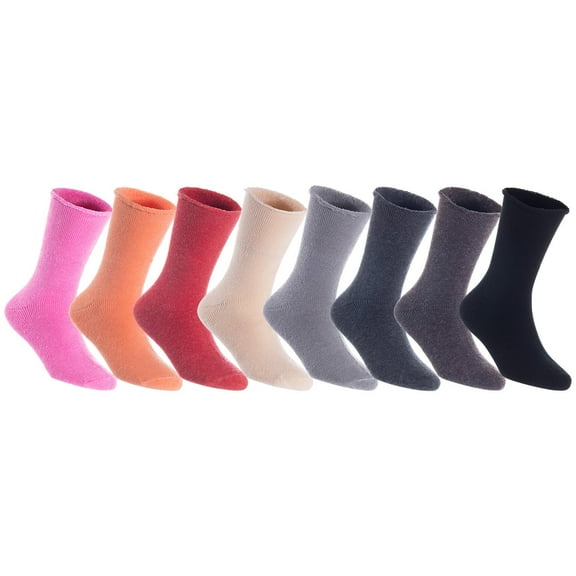 8 Pairs of The Most Gorgeous Women's Wool Crew Socks. Soft, Strong, Comfortable LK0602 Size 6-9 (No Blue)