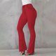 thumbnail image 1 of ICHUANYI Clearance Women Fashion Leisure Pocket Button Trousers Slightly Flared Pants Denim(Red, M) ICHUANYI WER2023081207624, 1 of 6
