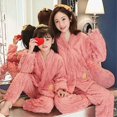 thumbnail image 4 of Cárdigan para niña, servicio a domicilio, festivales de Navidad, ropa roja para padres e hijos, pijamas para madre e hija, otoño e invierno, franela acolchada, 4 of 4
