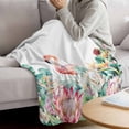 thumbnail image 3 of Tropical Flamingo Blanket Soft Cozy Warm Throw Blanket for Couch, Plush Fuzzy Flannel Fleece Blankets for Sofa, Botanical Summer Watercolor Flower Plant Bed Blankets Gifts for Men, 50"x80", 3 of 9