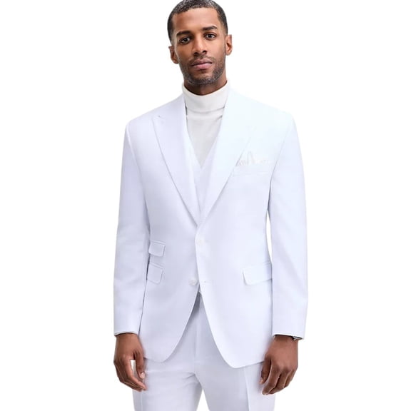 Tayion Mens Classic fit Suit Jacket Blazer 42 L White Solid