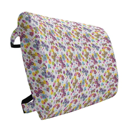 

Butterfly Lumbar Pillow Vibrant Flora Patterned and Polka Dotted Background with Vintage Inspired Animals Soft Back Cushion Office Chairs with Adjustable Straps 14 x 13 Multicolor by Ambesonne